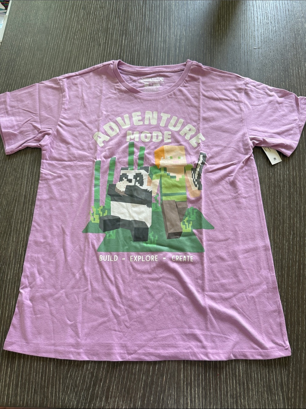 NWT Size XL 14-16 Minecraft Adventure Awaits Mode Lavender Graphic Tee
